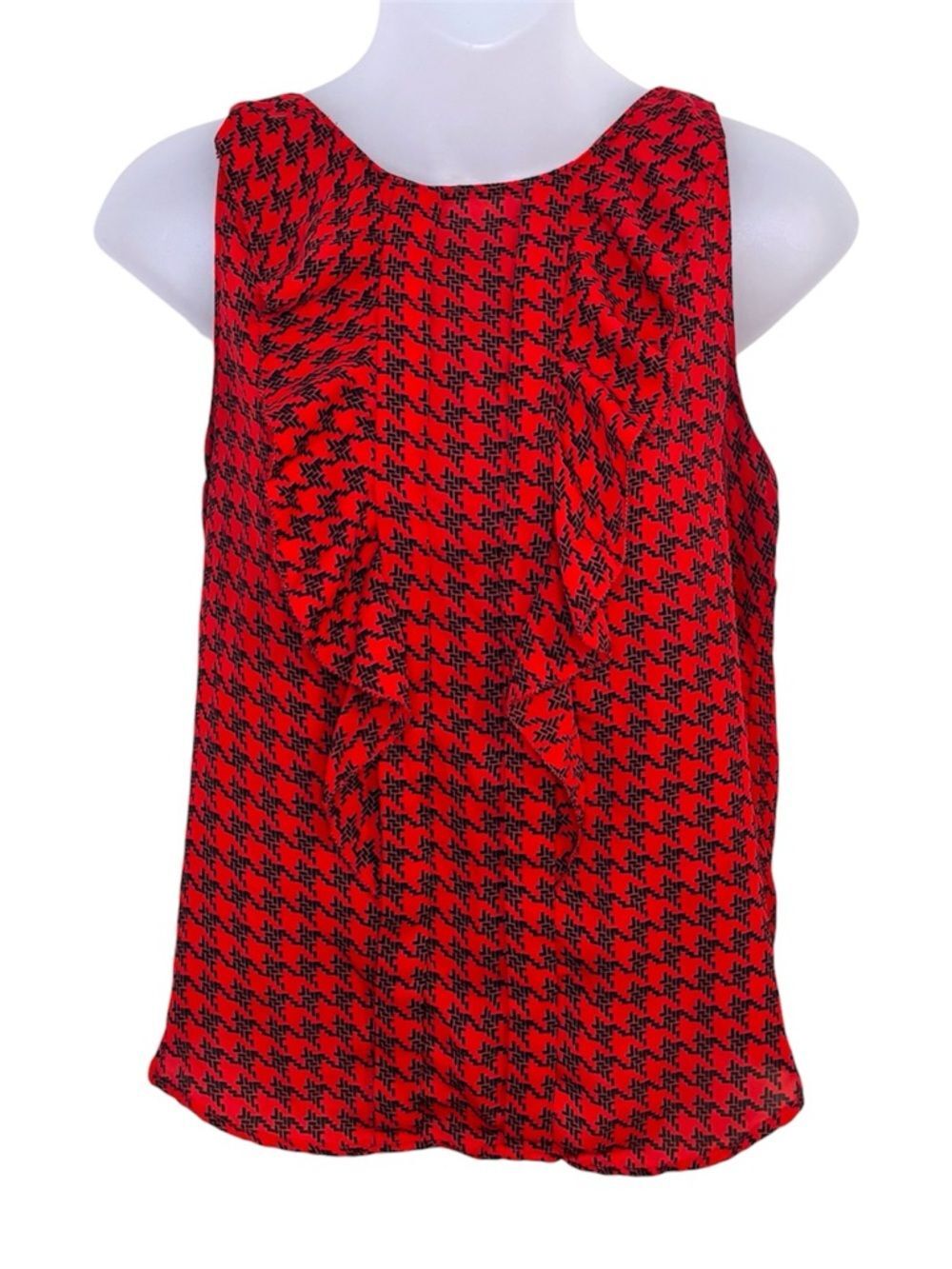 ELLE XS Red Black Geometric Print Sleeveless Blouse Tank Top